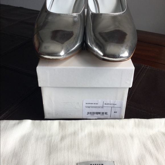 Maryam Nasser zadeh Silver metallic Mules SZ 9 /12 - Picture 4 of 6